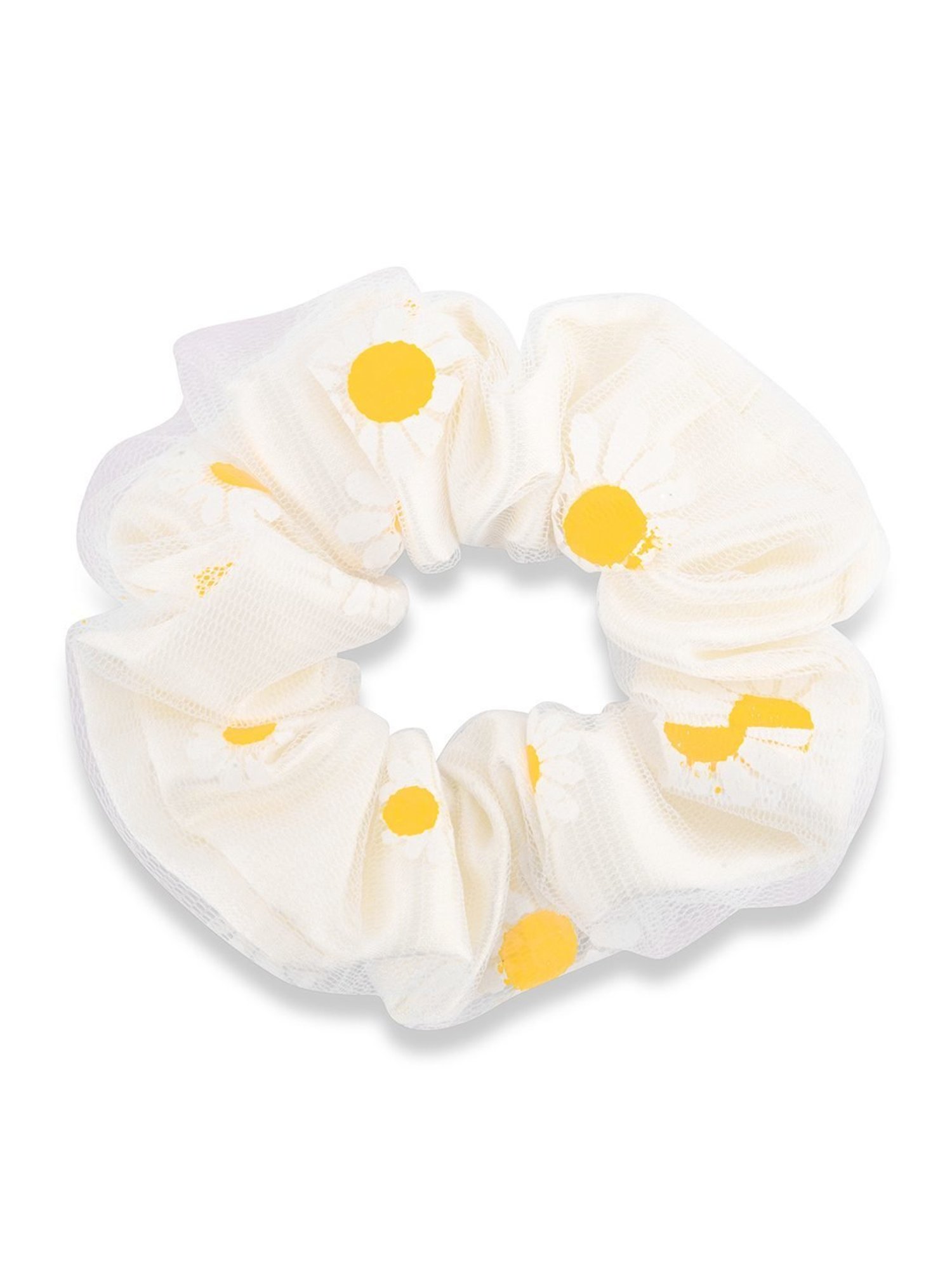 ToniQ White Printed Ponytail Holder Scrunchie