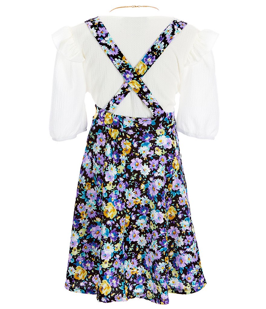 I.N. Girl Big Girls 7-16 Sleeveless Floral-Printed Jumper Dress & Solid Short-Sleeve Tee