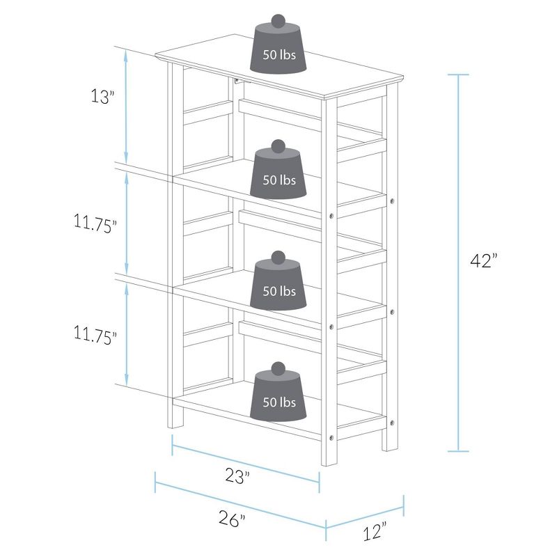 42" 4 Shelf Bookcase Espresso - Flora Home