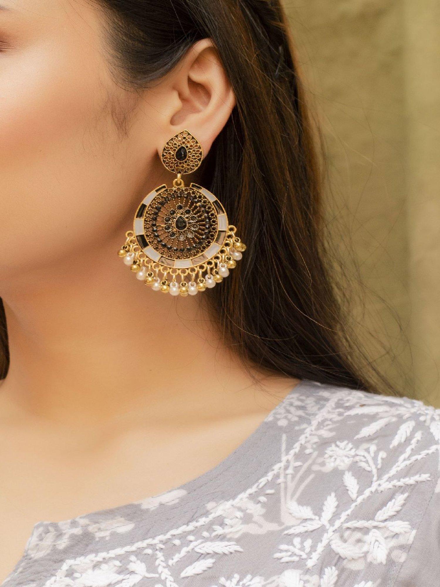 Jewelz Stylish Dangler Earrings Embellished With Small Pearls for Girls & Women