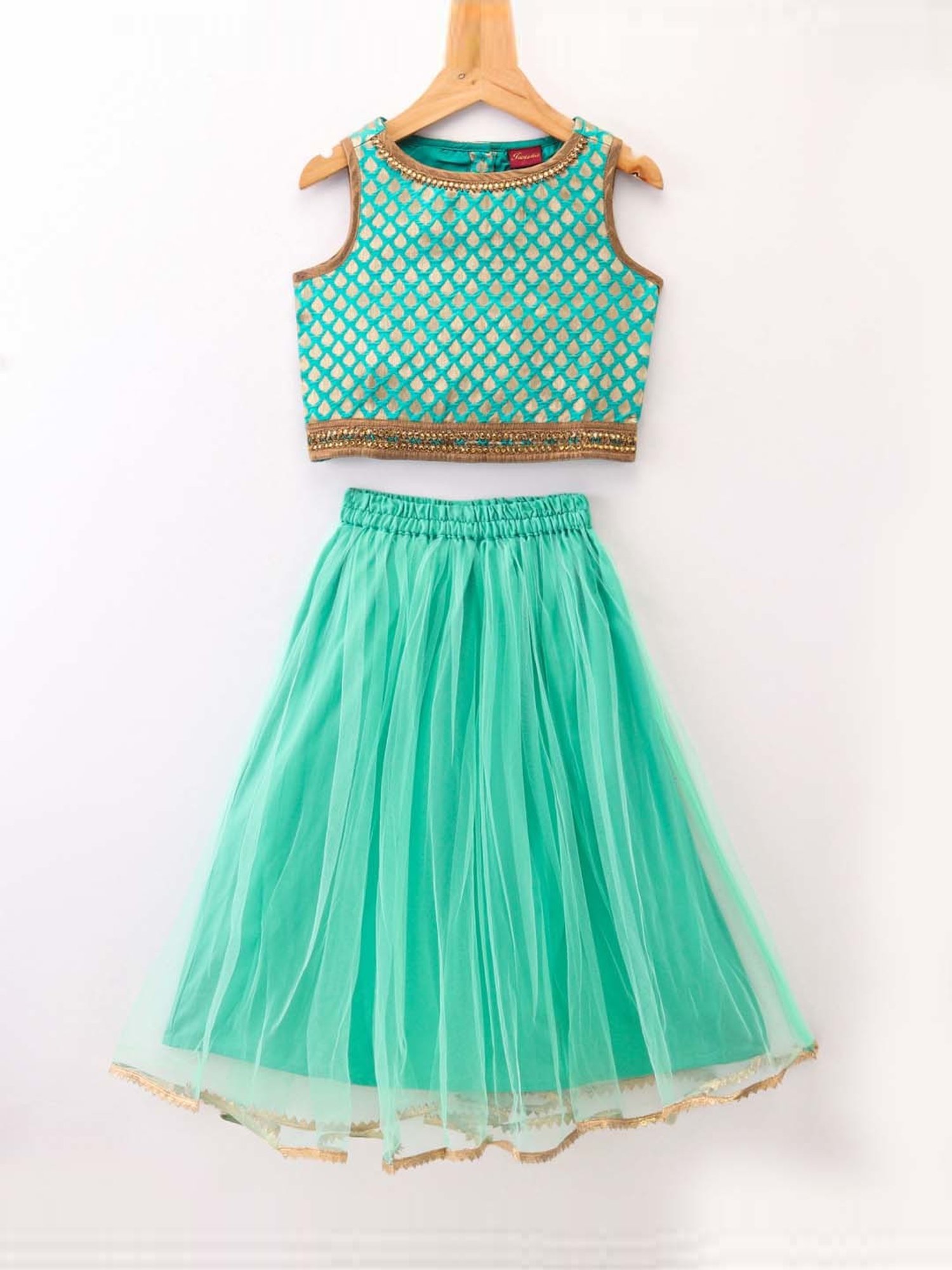 TWISHA Kids Sea Blue Embroidered Top Set