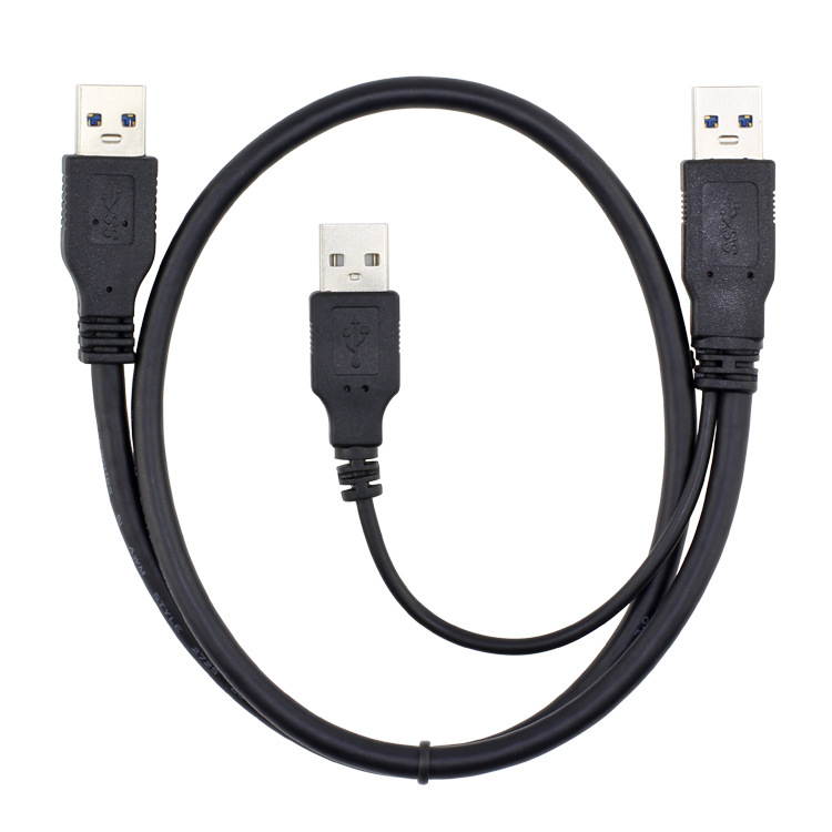 0.6M 2FT USB 3.0 A Male to A Male AM/AM Y Data Cable W/Power Supply Super Speed 5Gbps
