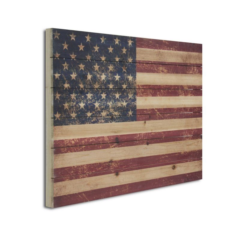 18" x 26" USA Flag Print on Planked Wood Wall Sign Panel - Gallery 57
