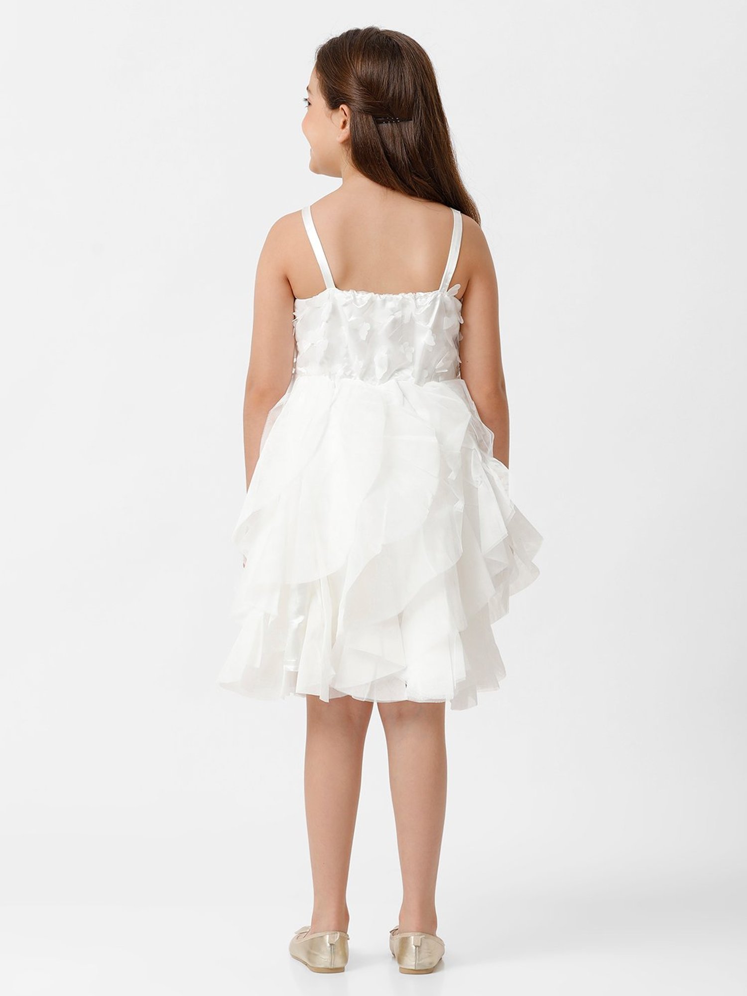 Kate & Oscar Kids White Applique Dress