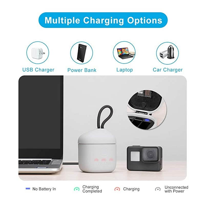 Allin Box Battery Charger with High Speed USB 30 SD Card Reader Function Waterproof Storage Carry Case for GoPro Hero 8 Hero 7 Black Hero 6 Hero 5 Black Batteries Single Charger