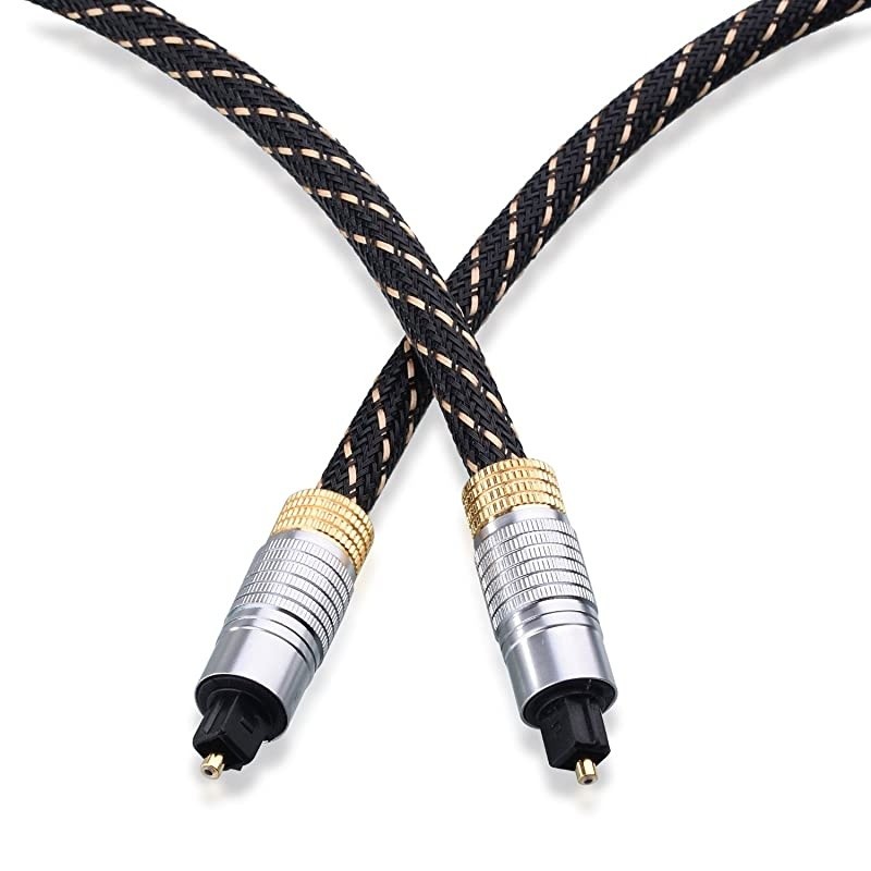 Audio Cable 10ft Toslink Cable with 90 Degree Adapter Nylon Braided 24K GoldPlated Flexible and Durable Fiber Optic Cord for Home TheaterSound barTVPS4Xbox Blue 3m90&deg; Connector