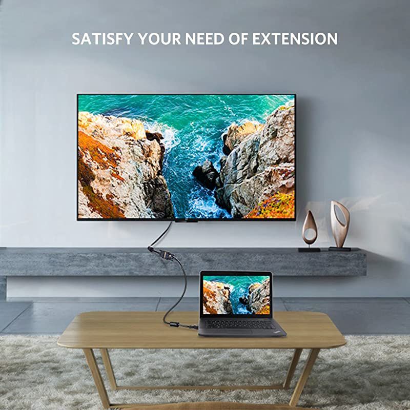 VGA Extension Cable SVGA Male to Female HD15 Monitor Video Adapter Cable Support 1080P Full HD for Laptop, PC, Projector, HDTV, Display (10FT)