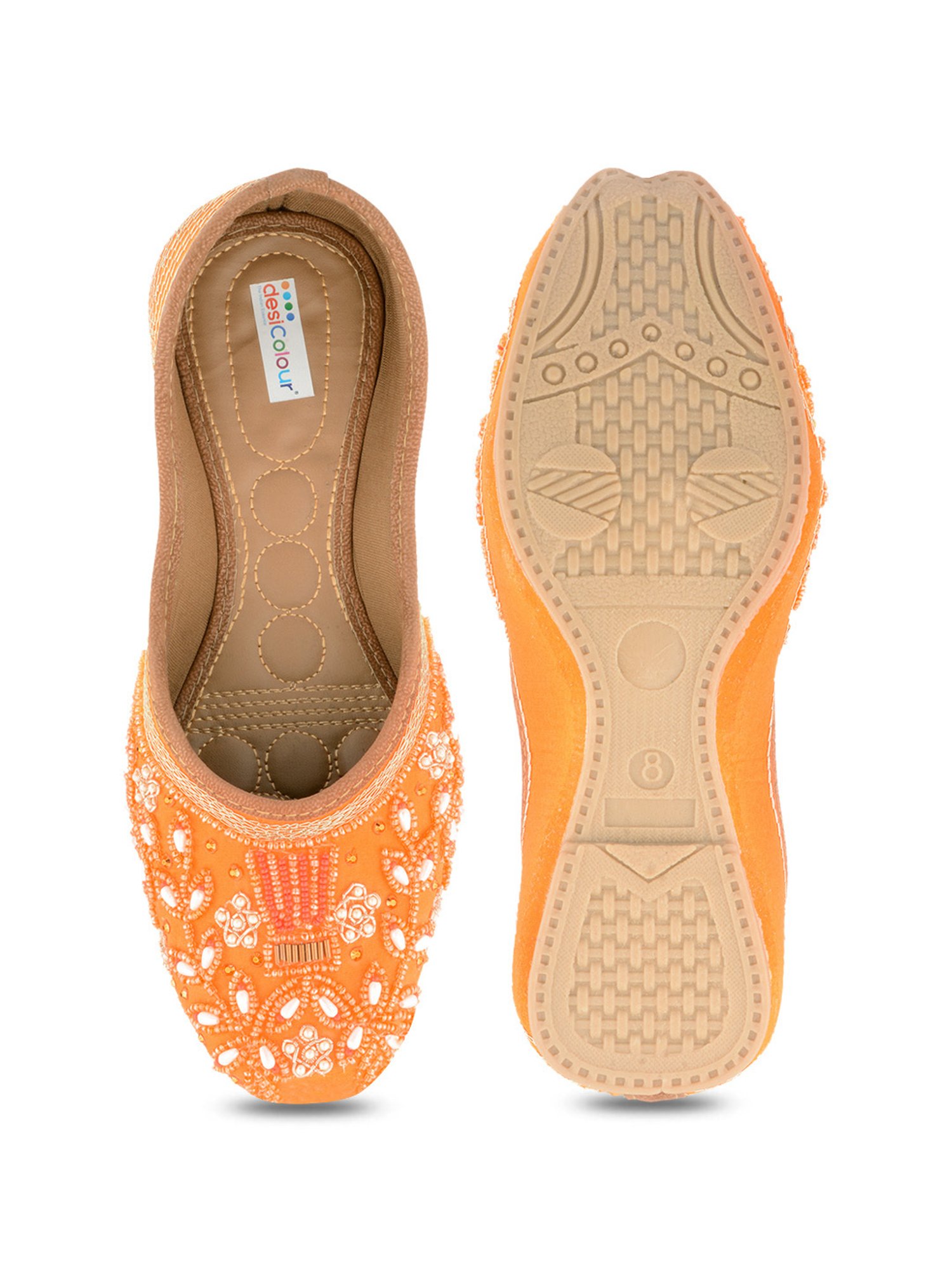 Desi Colour Women's Orange Ethnic Juttis
