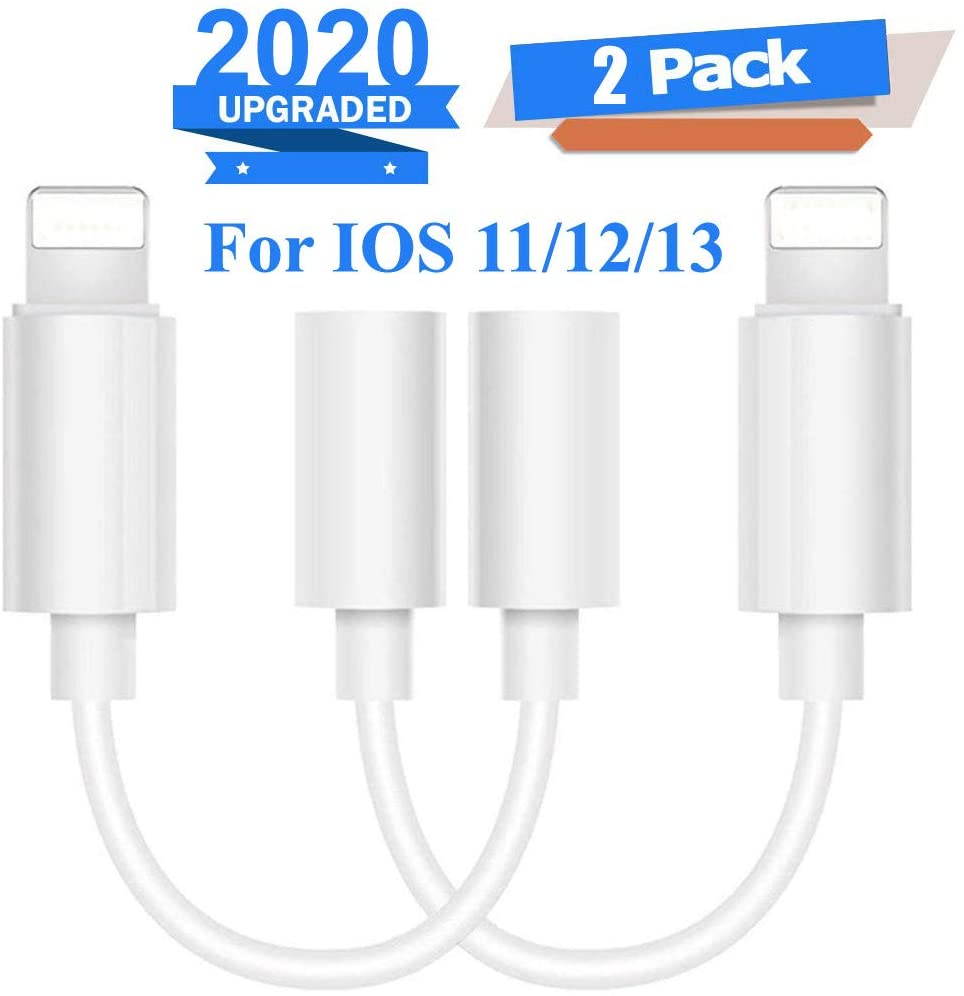 Lightning to 3.5 mm Headphone Adapter Earphone Earbuds Adapter Jack 2 Pack,Quick Linking,Compatible with Apple iPhone 11 Pro Max X/XS/Max/XR 7/8/8 Plus Plug and Play Microscope Lenses