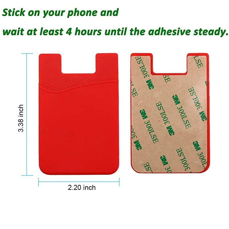 Cell Phone Credit Card Holder,  Silicone Phone Wallet with Adhesive Stick-on fits Apple iPhone iPad Samsung Galaxy Android Smartphones Table Refrigerator Door (Black Color - 10 Pack)