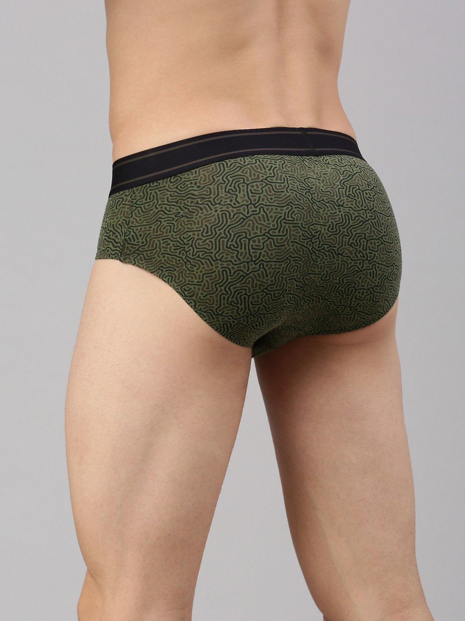 Zoiro Green Regular Fit Printed Briefs