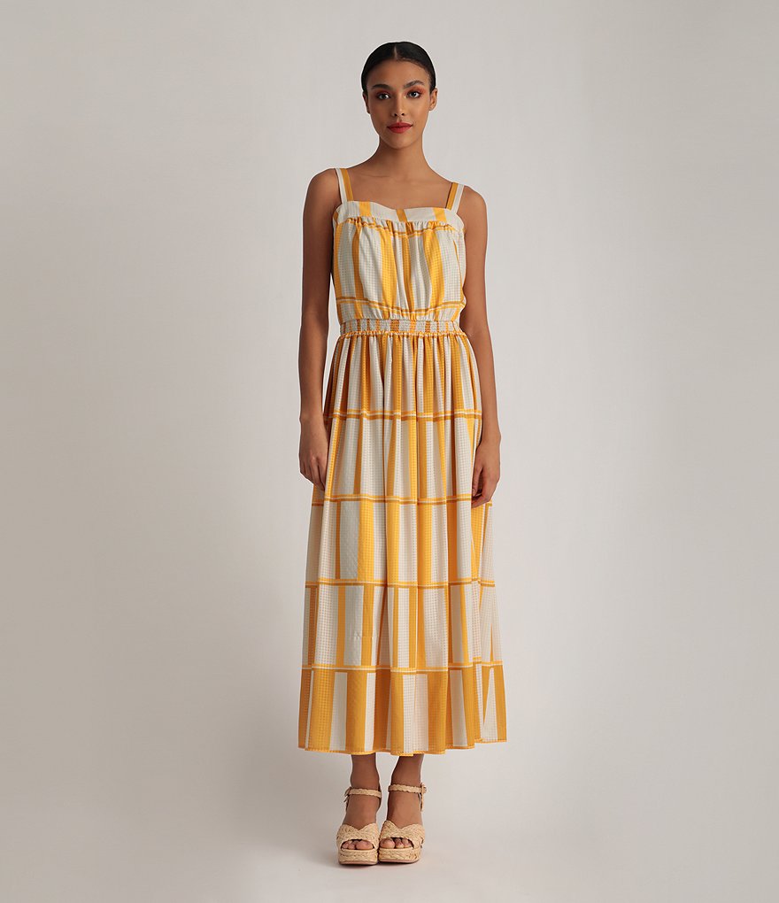 Donna Morgan Stripe Blouson Tiered Sleeveless Maxi Dress