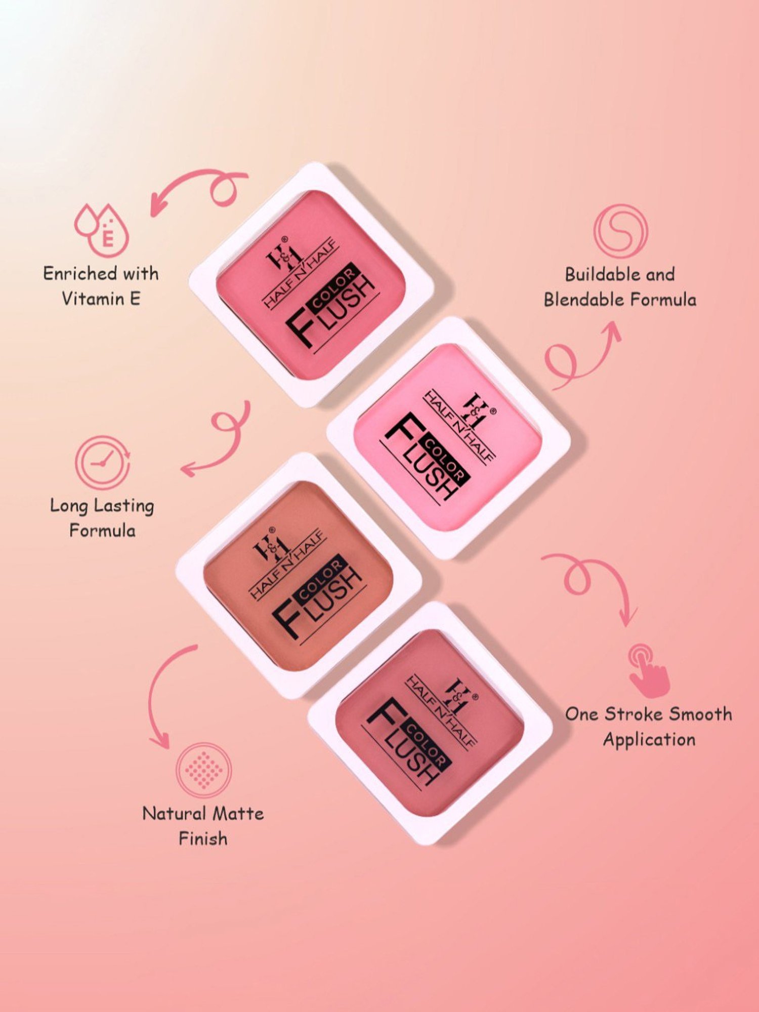 Half N Half Color Flush Blush 01 First Blush - 8 gm