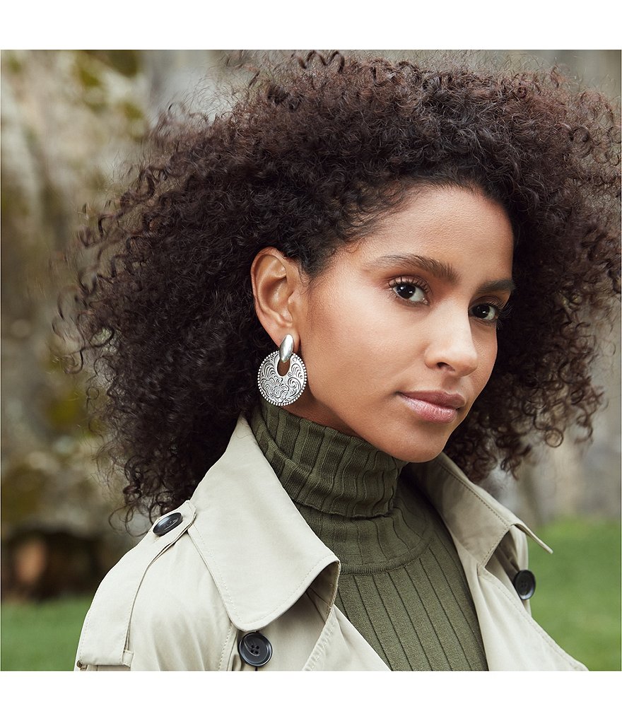 Patricia Nash The Etched Tooling Flat Hoop Earrings