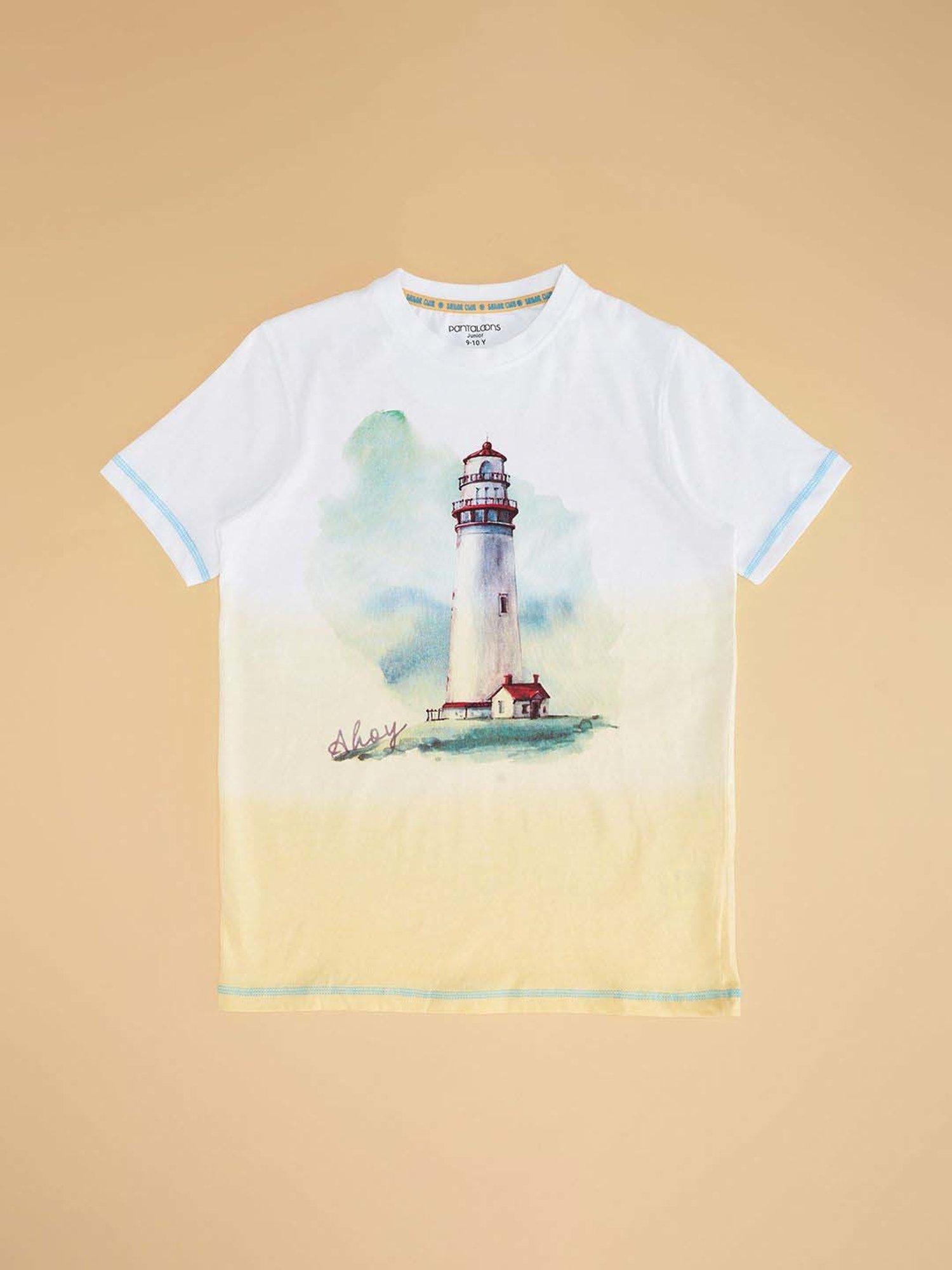 Pantaloons Baby Kids Blue Grass Cotton Regular Fit T-Shirt