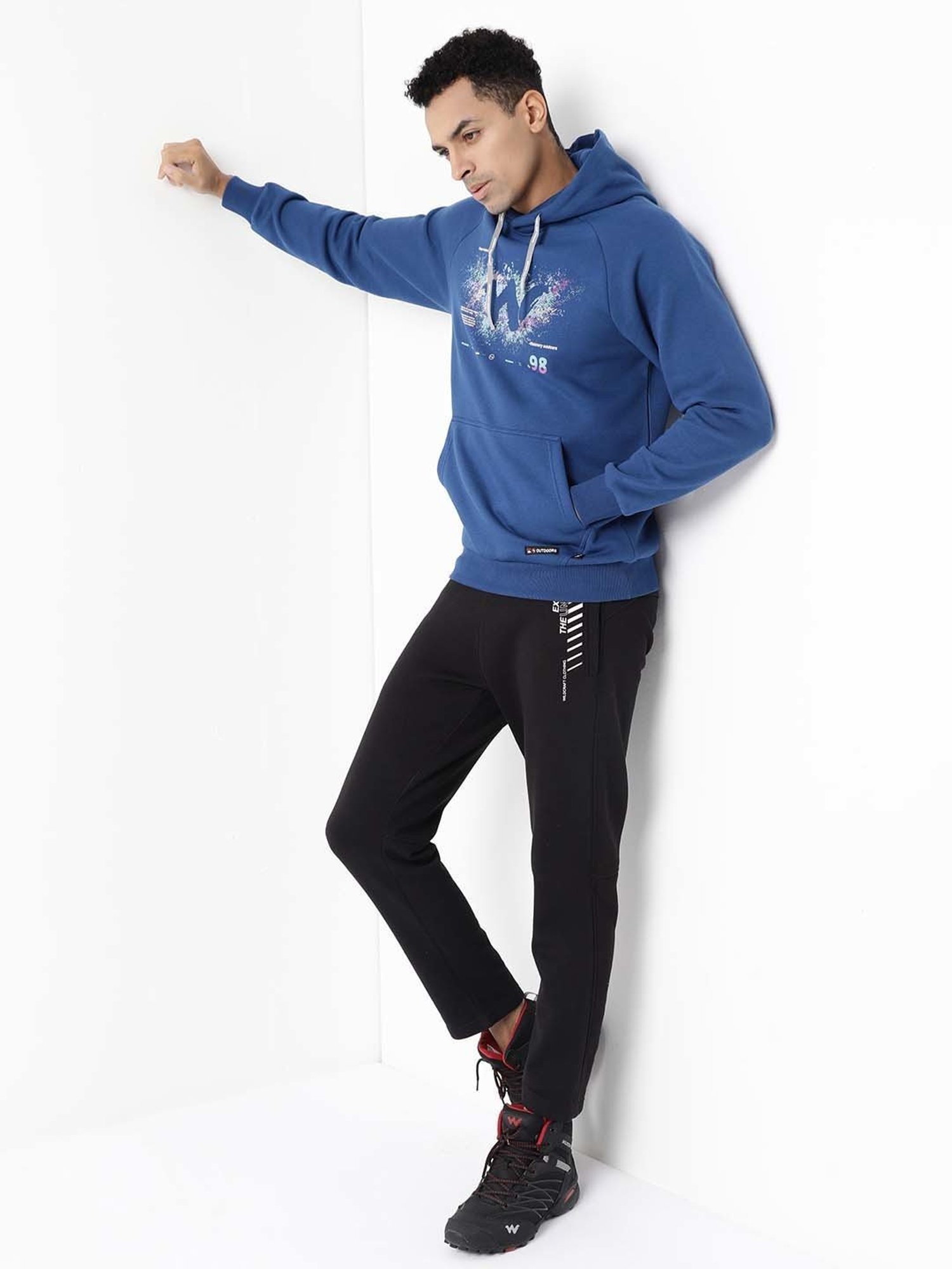 Wildcraft Blue Regular Fit Printed Hooded Sweatshirt