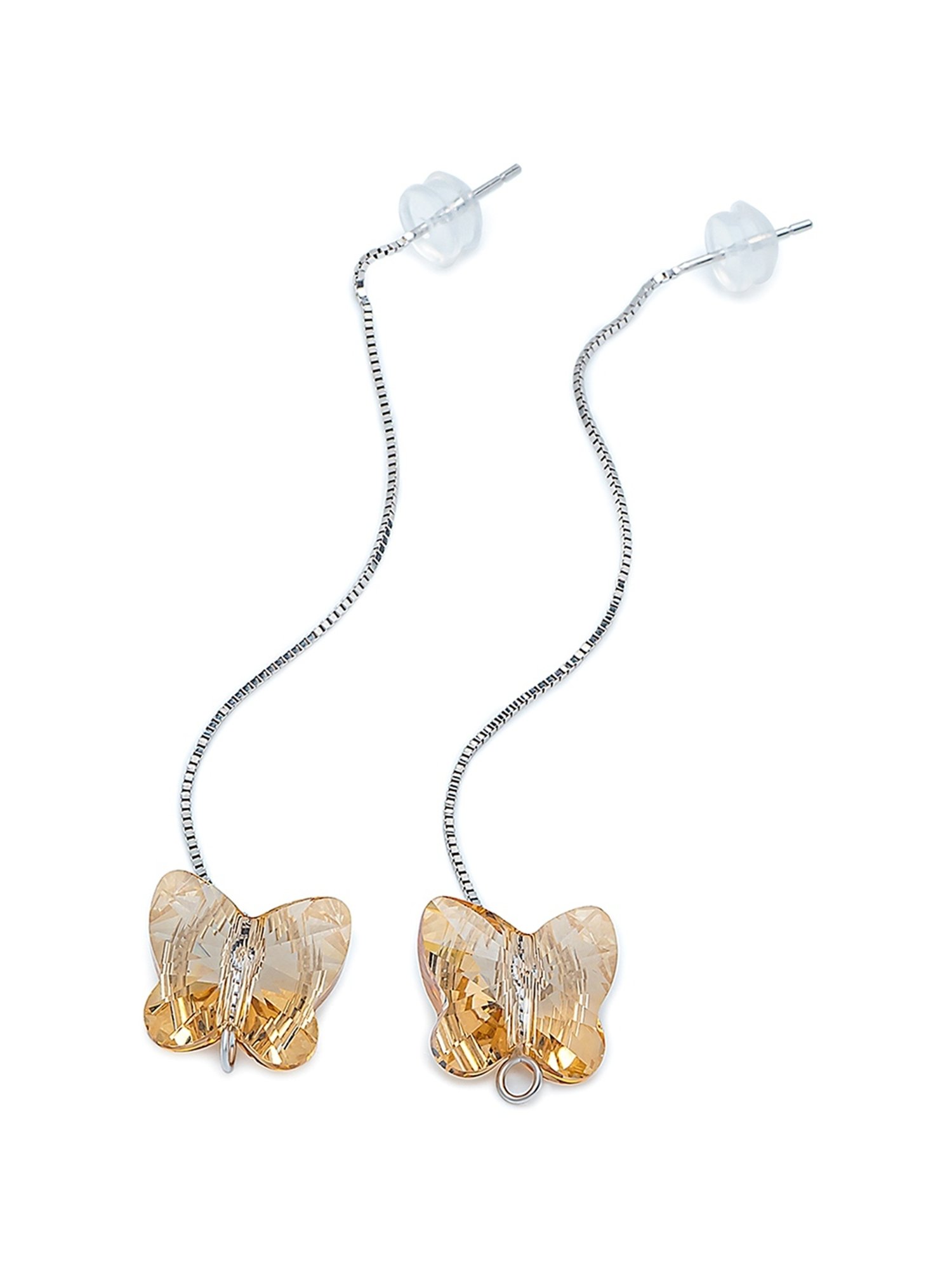 Silberry 92.5 Sterling Silver White Butterfly Swarovski Earrings for Women