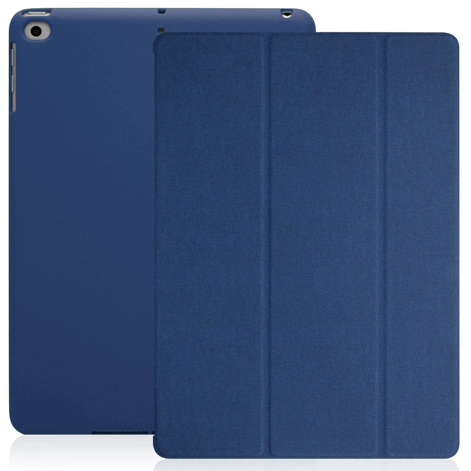 KHOMO - Compatible with iPad 5th 6th Generation (2017 & 2018) 9.7 inch Case - Dual Series - Ultra Slim Hard Cover with Auto Sleep Wake Feature - Dark Twill Blue