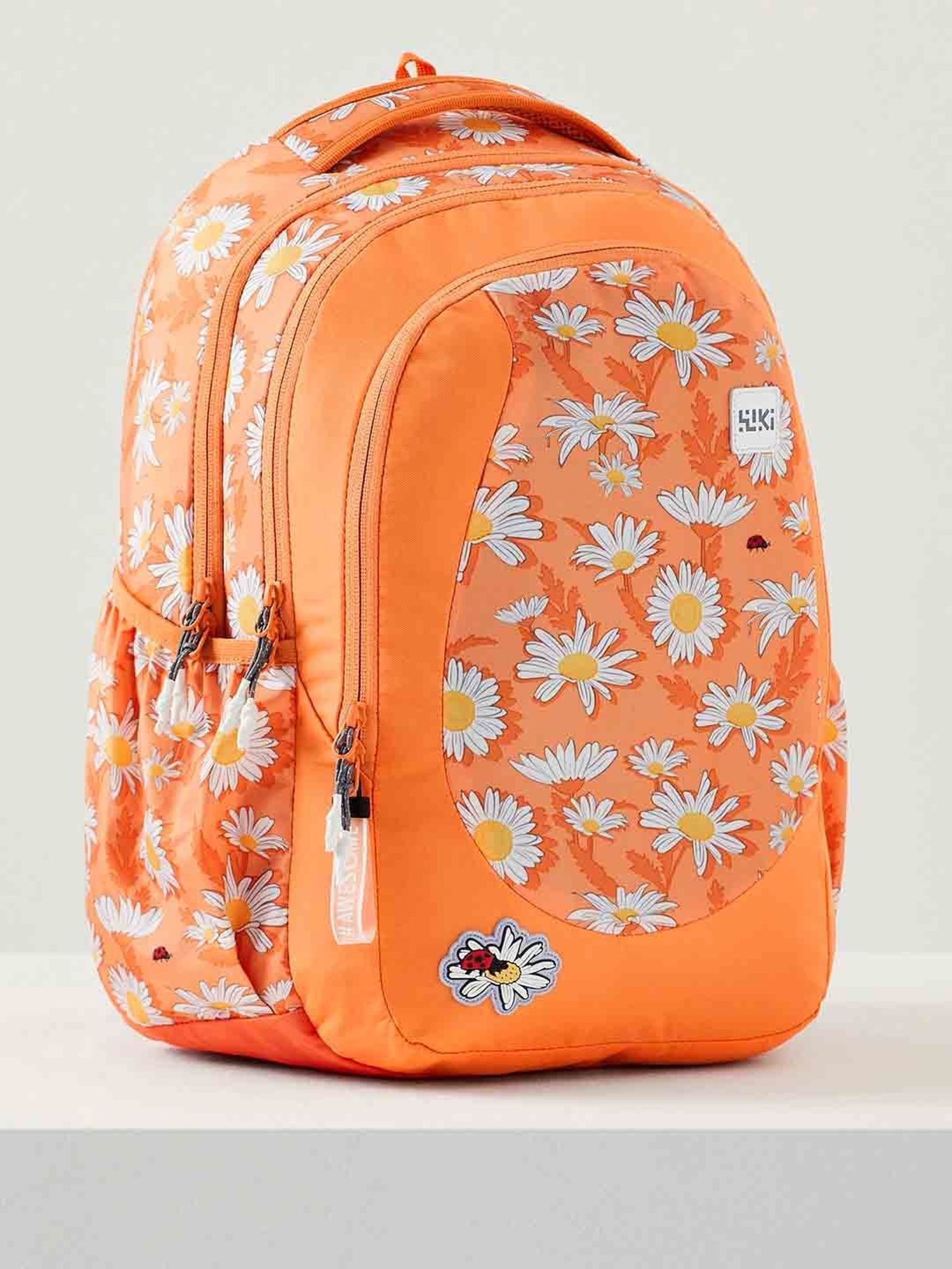 Wiki Back to School 3 Orange Polyester Printed Backpack - 31 Ltrs