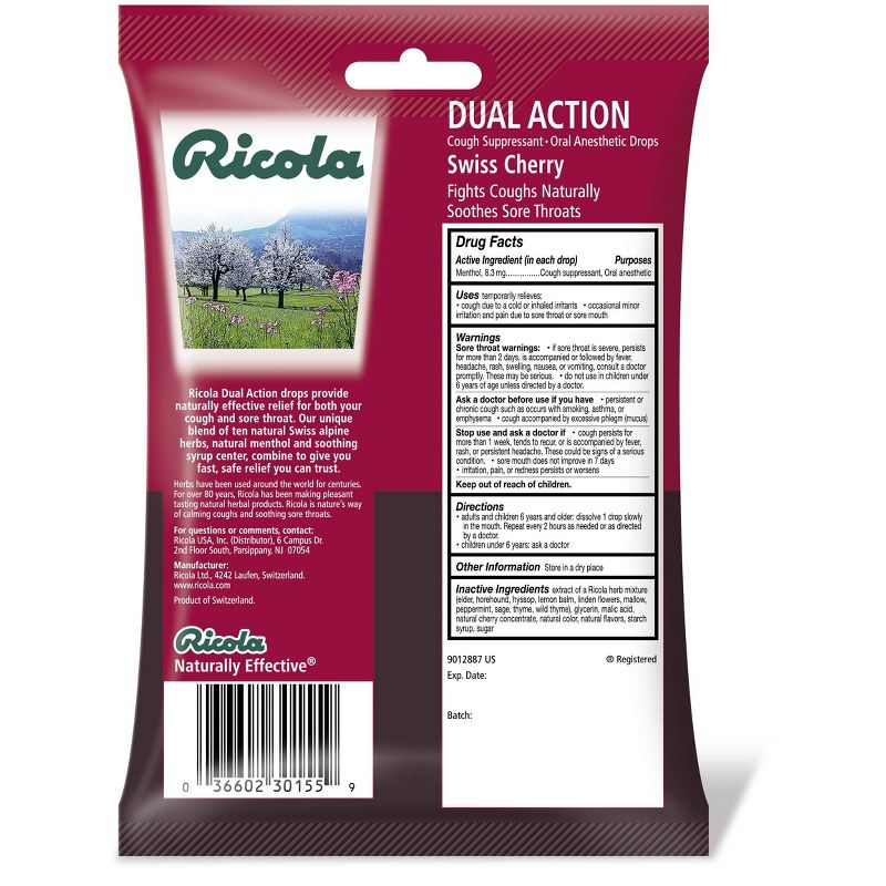 Ricola Dual Action Cough Drops - Cherry - 19ct