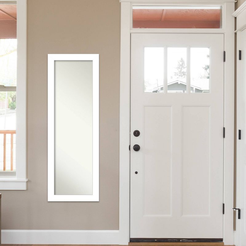 18" x 52" Wedge Framed On the Door Mirror White - Amanti Art