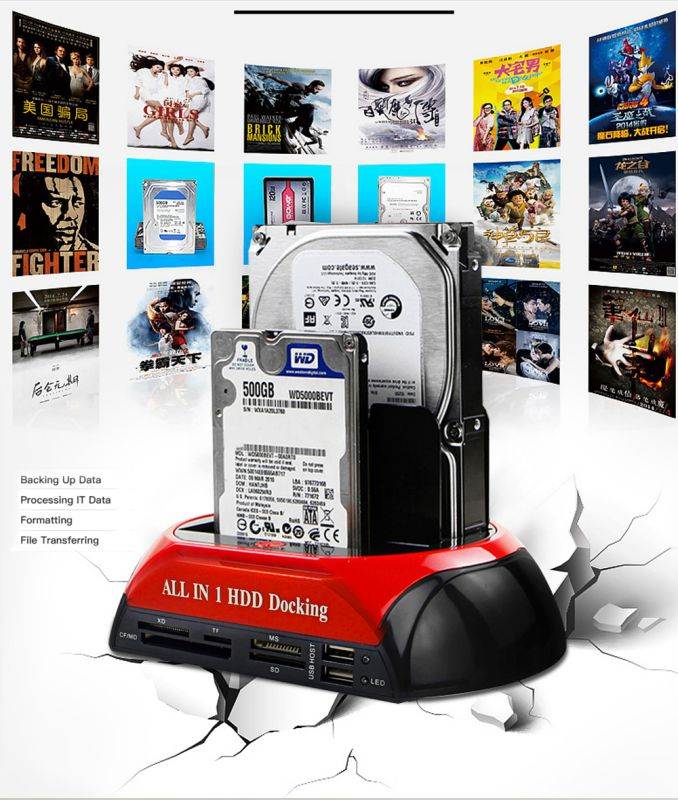 All in 1 Hdd Docking Station eSATA to USB 2.0/3.0 Adapter For 2.5/3.5 Hard Disk Drive Docking Station Hard Enclosure