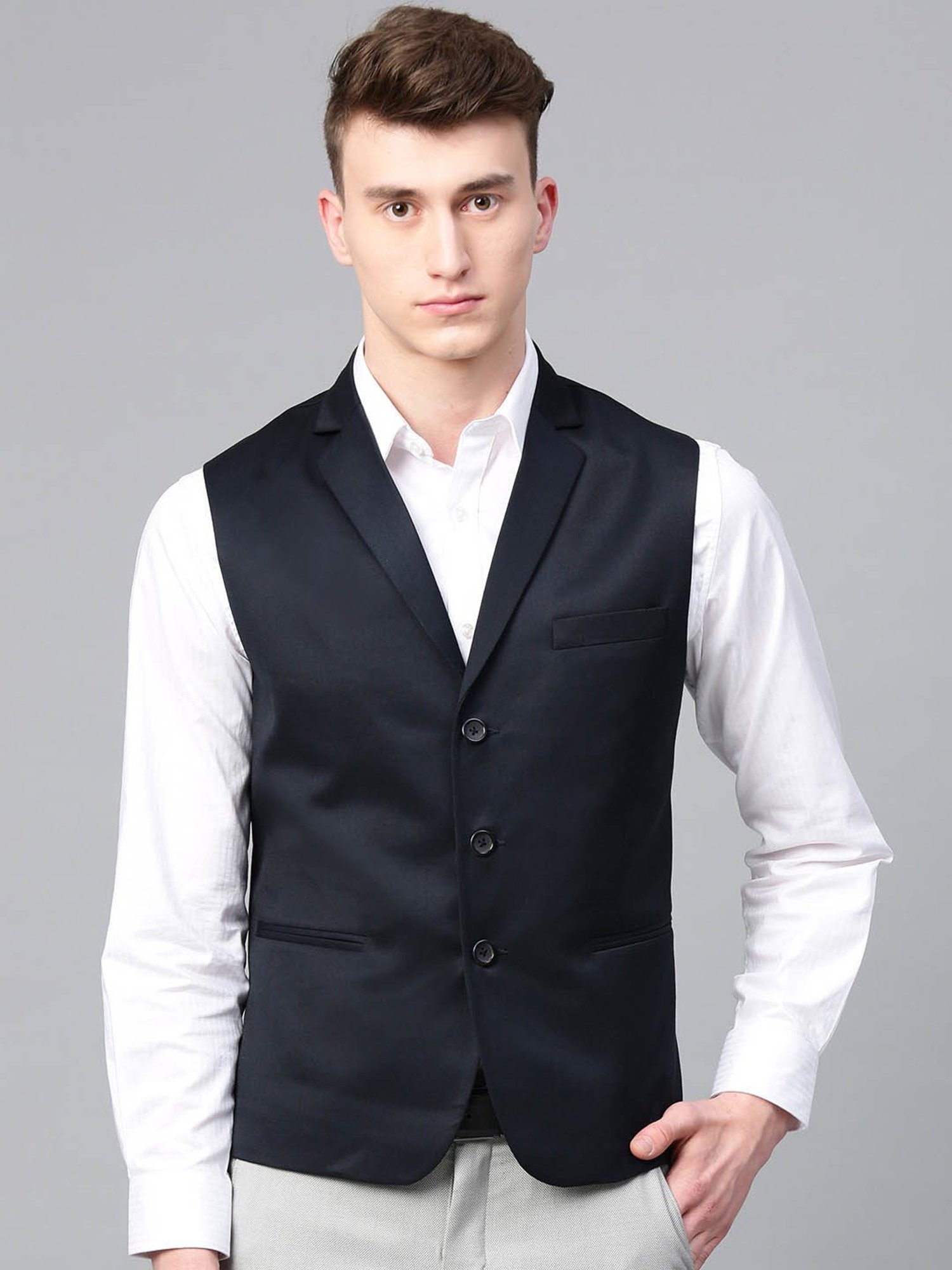ManQ Navy Sleeveless Waistcoat