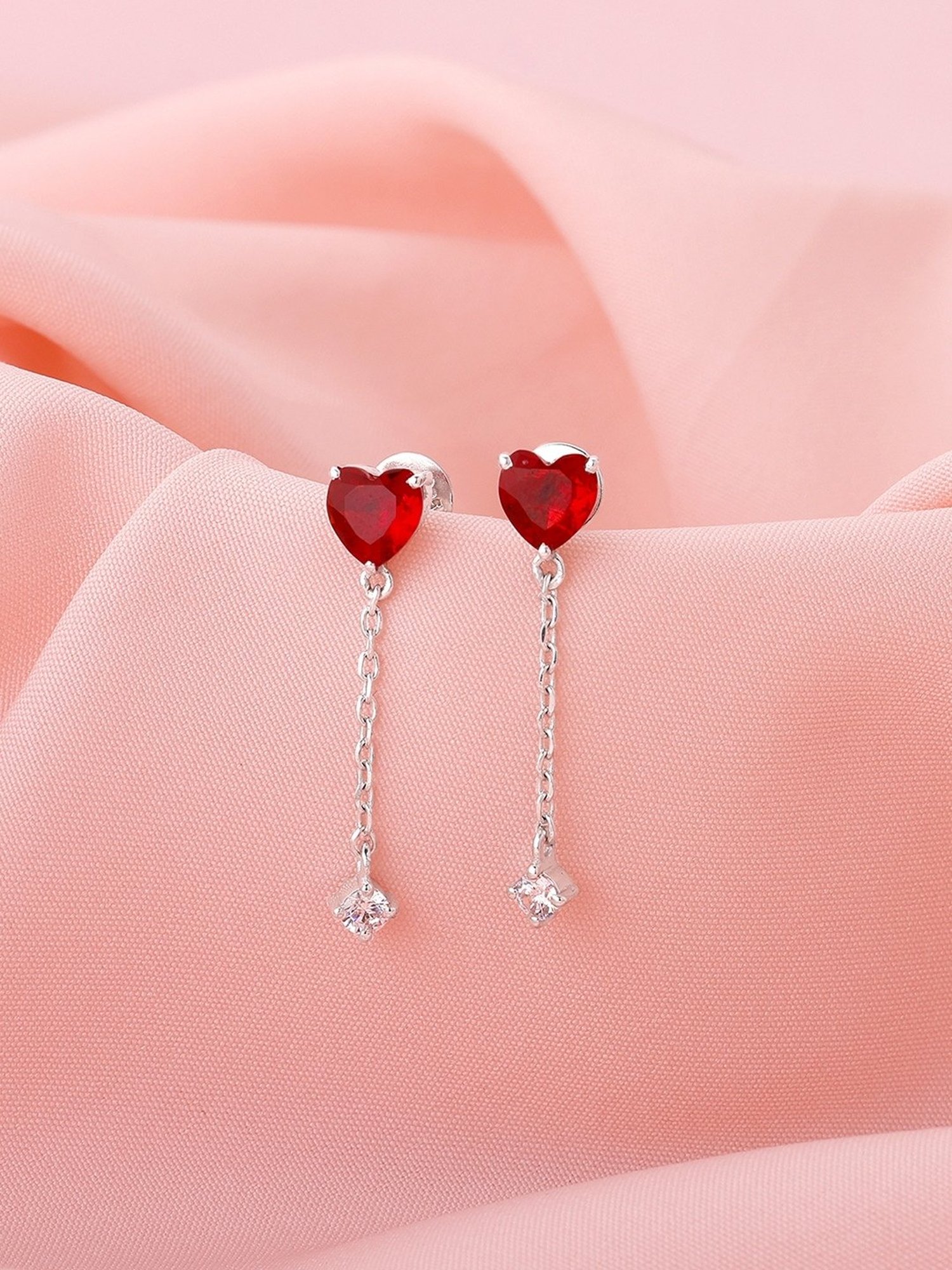 GIVA 92.5 Sterling Silver Heart Drop Earrings for Women