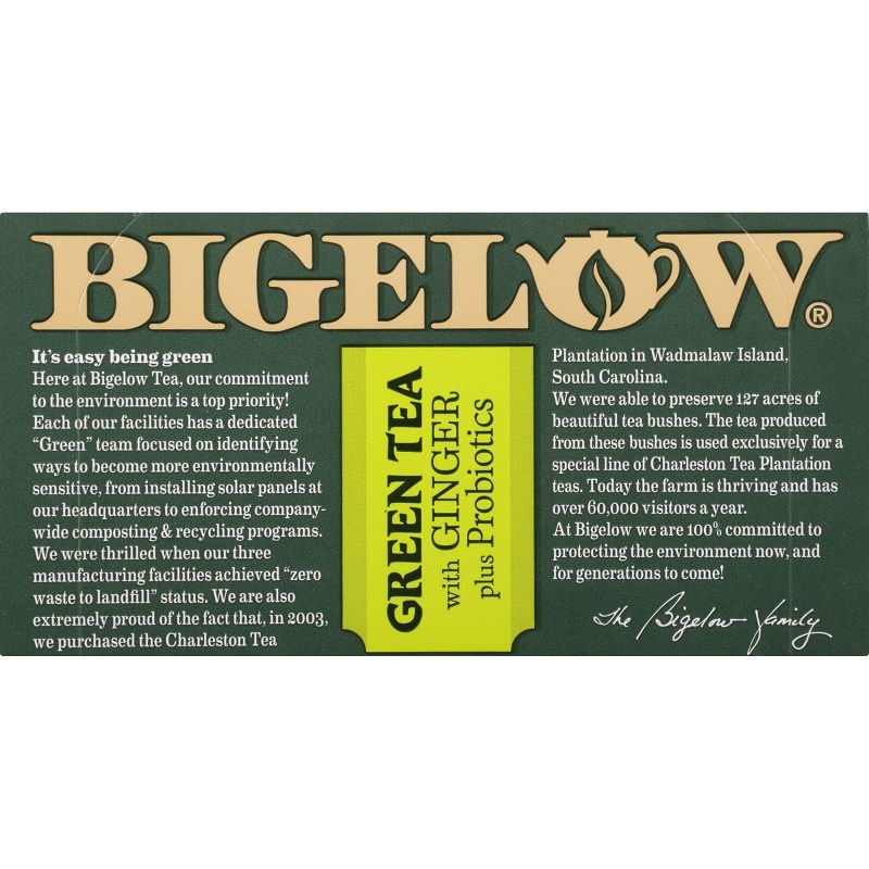 Bigelow Green Tea with Ginger plus Probiotics Tea Bags - 18ct