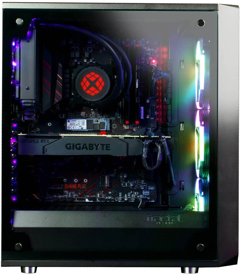 XOTIC Z490 Meshify C Gamer Computer (Intel 10th Gen i9-10900K 10-core 5.3GHZ Turbo, 16GB DDR4 RAM, 500GB NVMe SSD + 2TB HDD, GeForce RTX 3060 12GB, Windows 10) Liquid Cooled Gaming Desktop PC