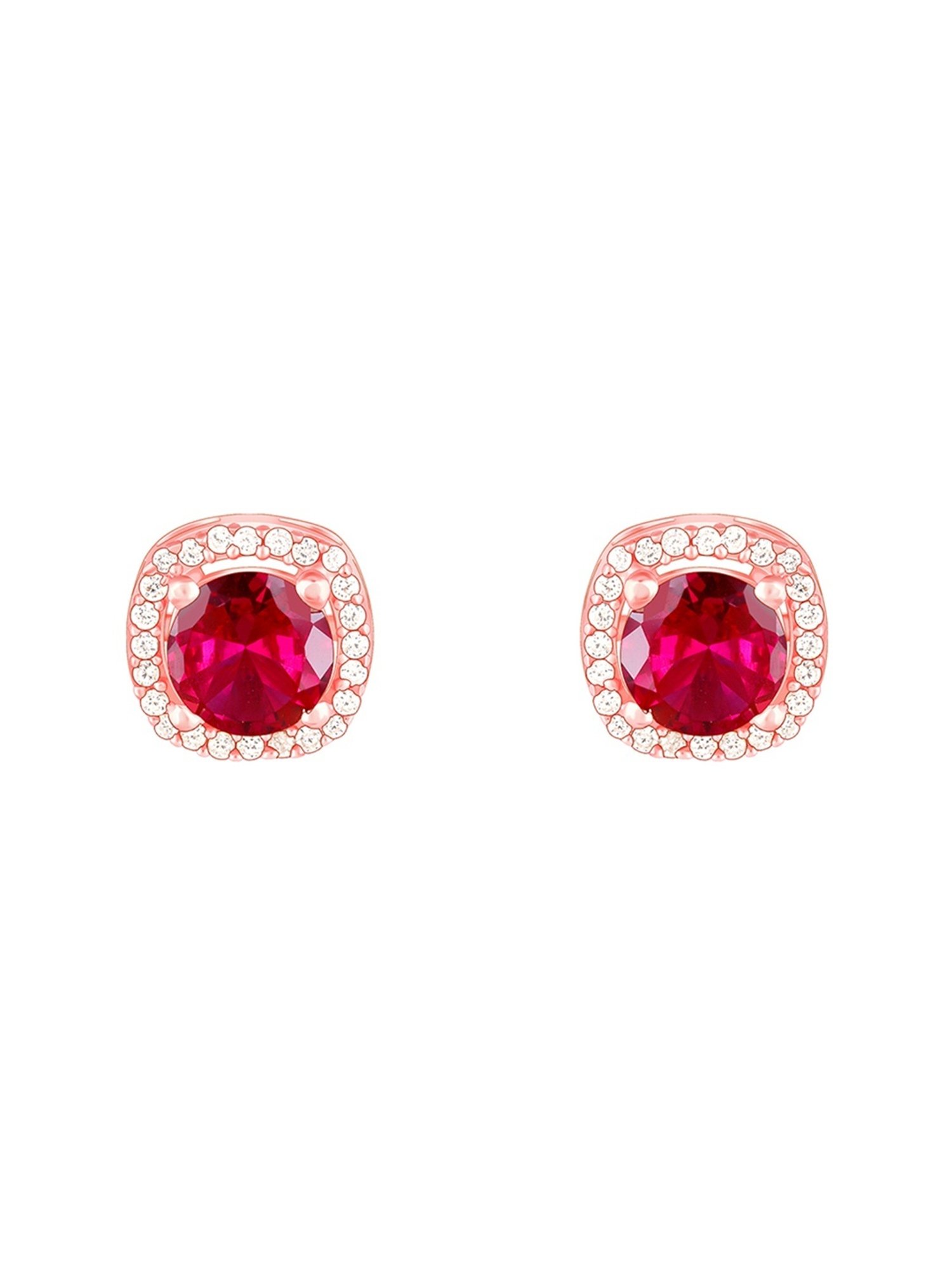 GIVA 92.5 Sterling Silver Rose Gold Classy Pink Stud Earrings