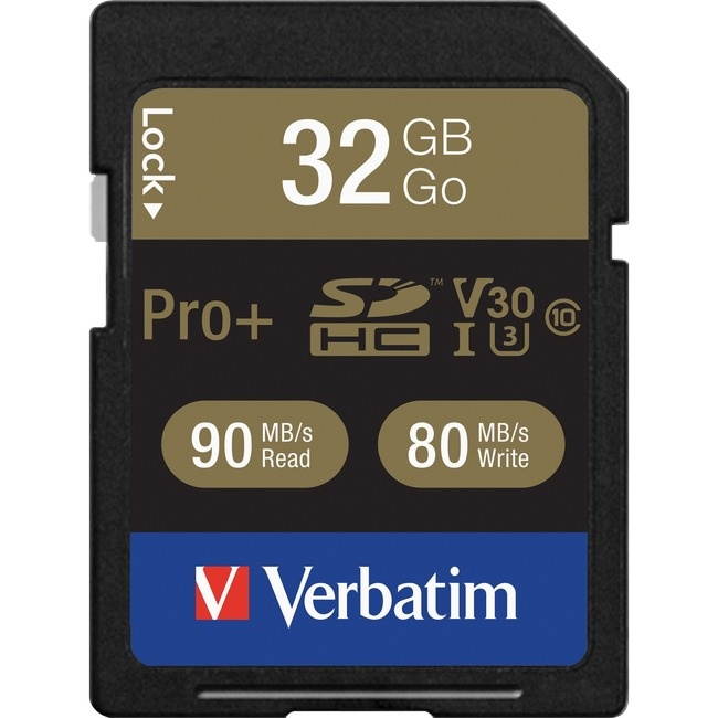 Verbatim Memory Card SDHC 90MB/s Read Speed 32GB BK/GD 49196