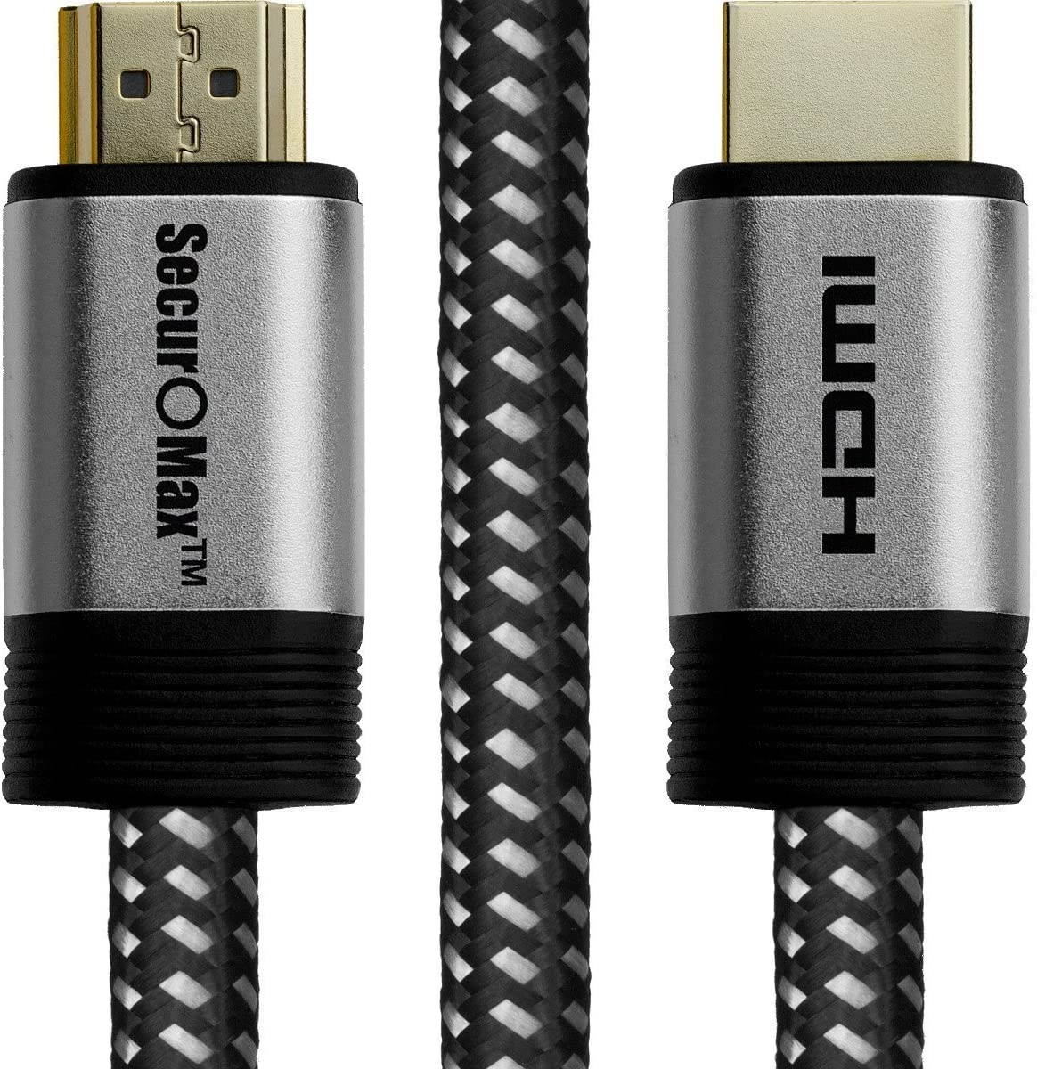 SecurOMax HDMI Cable (4K 60Hz HDCP 2.2 HDR 18Gbps) with Braided Cord 3 Feet