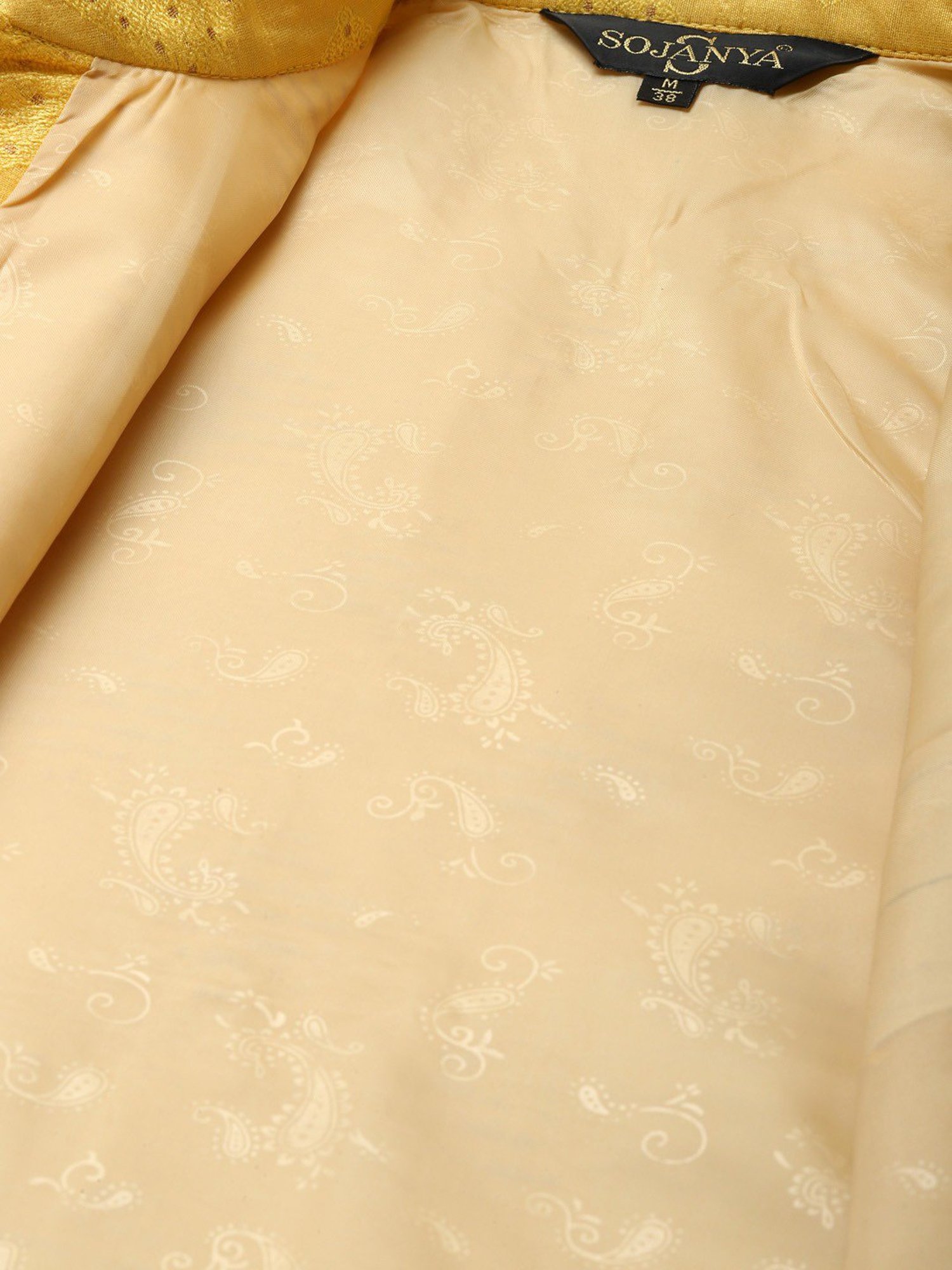 Sojanya Yellow Regular Fit Self Pattern Nehru Jacket