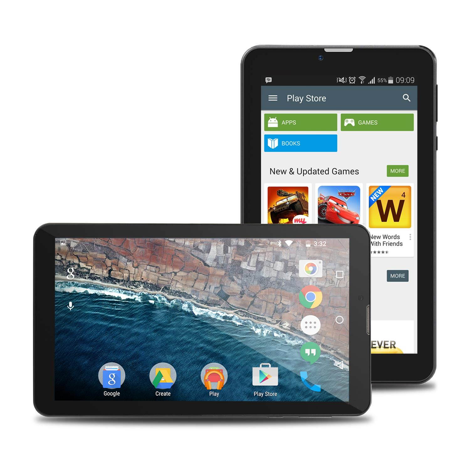 Indigi Tab 7, 7-inch Android Tablet, Dual-Core 1.3 GHz Processor, 8 GB Storage(microSD Expandable), Slate Black - 32gb microSD Included