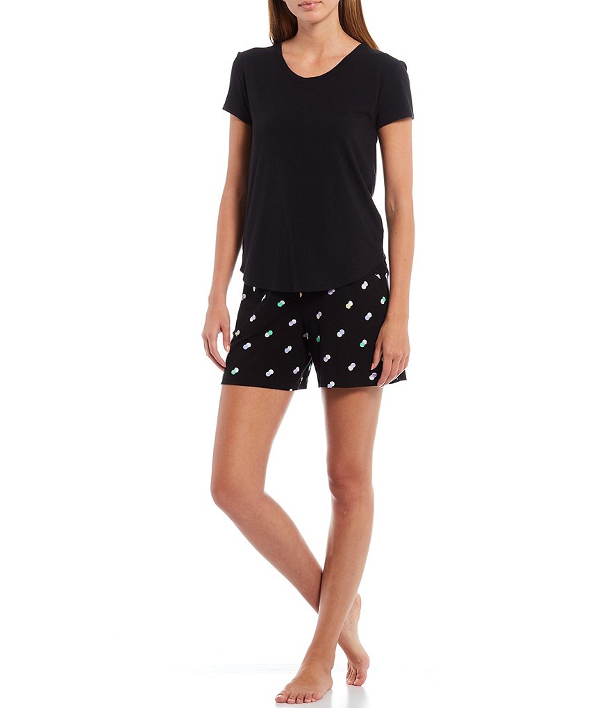 HUEtique Double Dot Print Knit Sleep Shorts