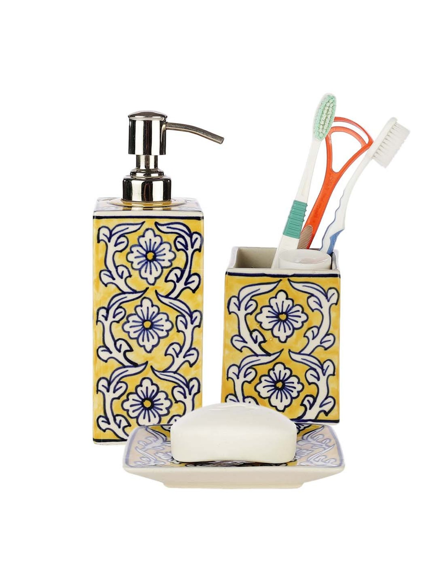 VarEesha Aztec Multicolor Ceramic Bath Accessories - Set of 2