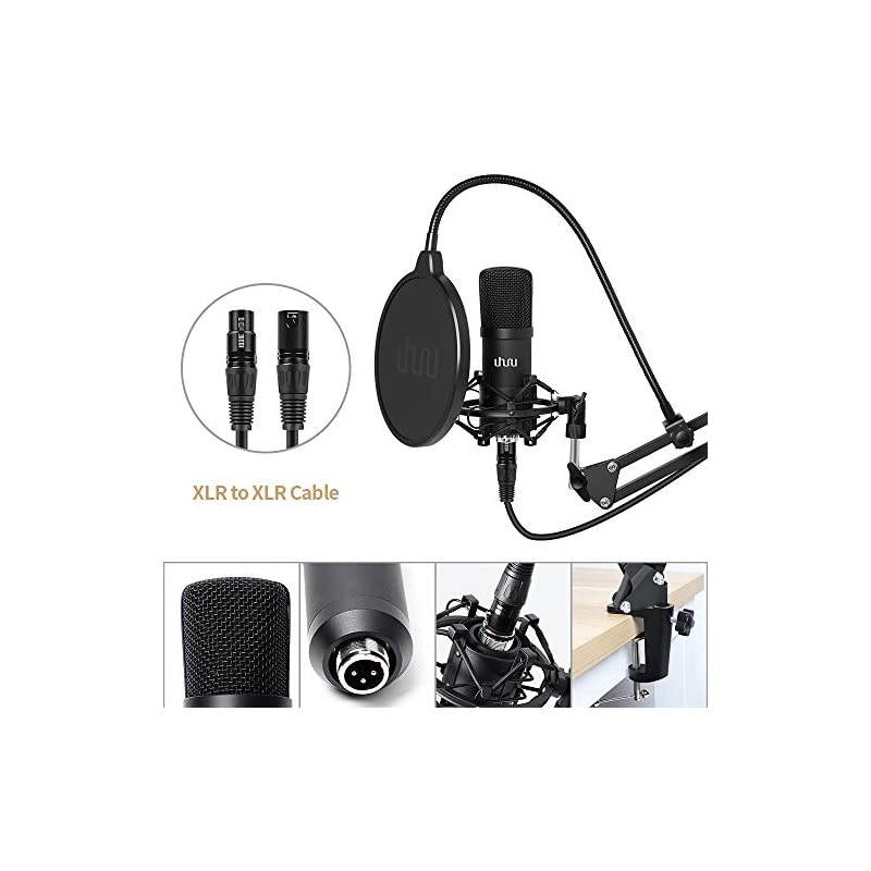 XLR Condenser Microphone,  Professional Vocal Cardioid Microphone Kit with Boom Arm, Shock Mount, Pop Filter, Windscreen and XLR Cable, for Broadcasting,Recording,Podcasting and YouTube(XM-900)