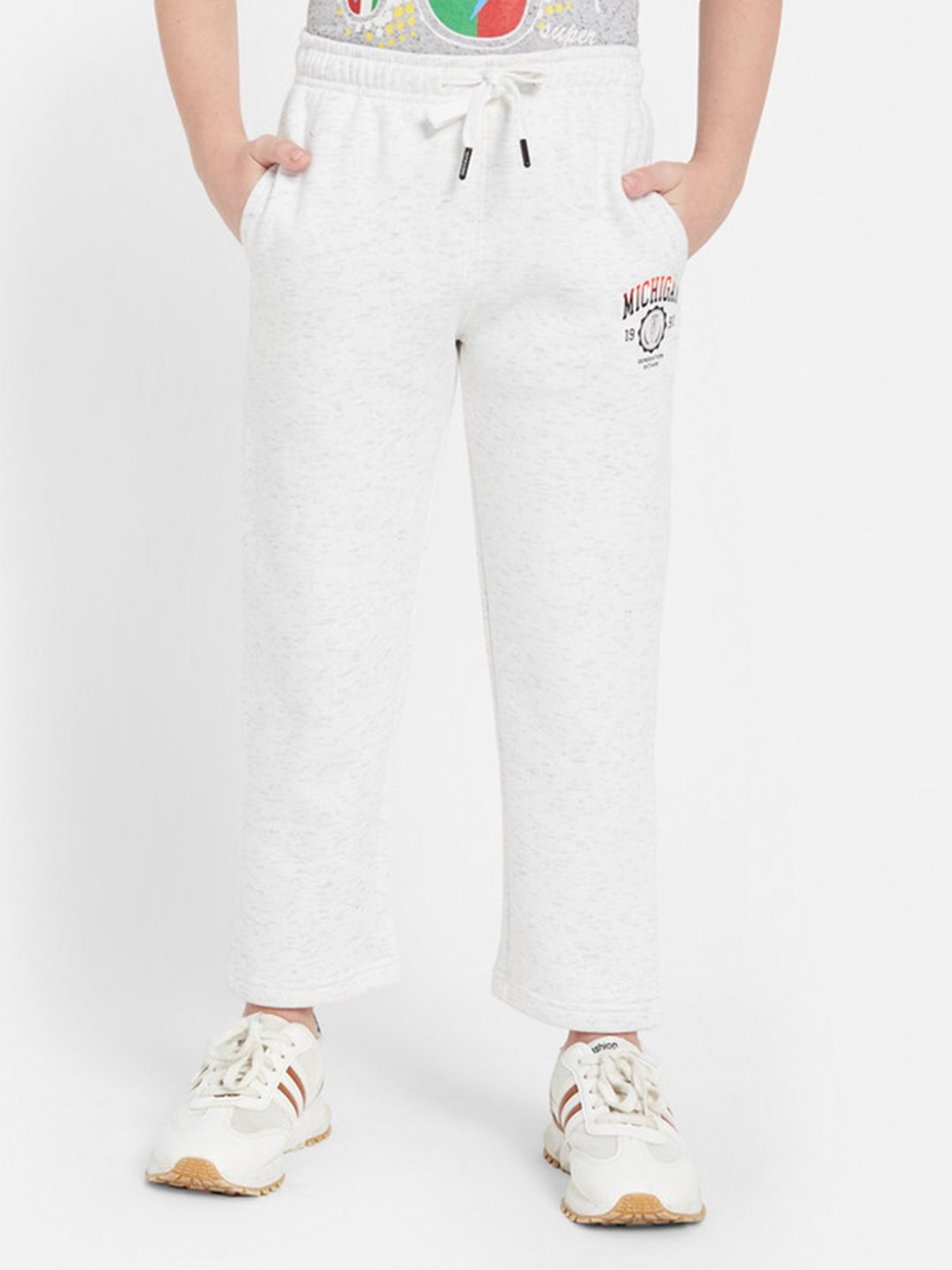 Octave Boys White Solid Trackpants