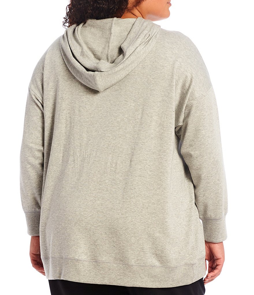 Democracy Plus Size Floral Print 3/4 Puff Sleeve V-Neck Knit Top