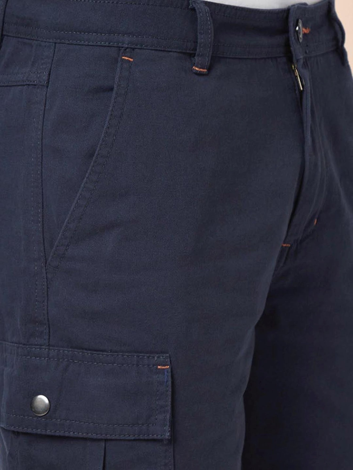 Urban Ranger By Pantaloons Navy Cotton Slim Fit Cargo Shorts