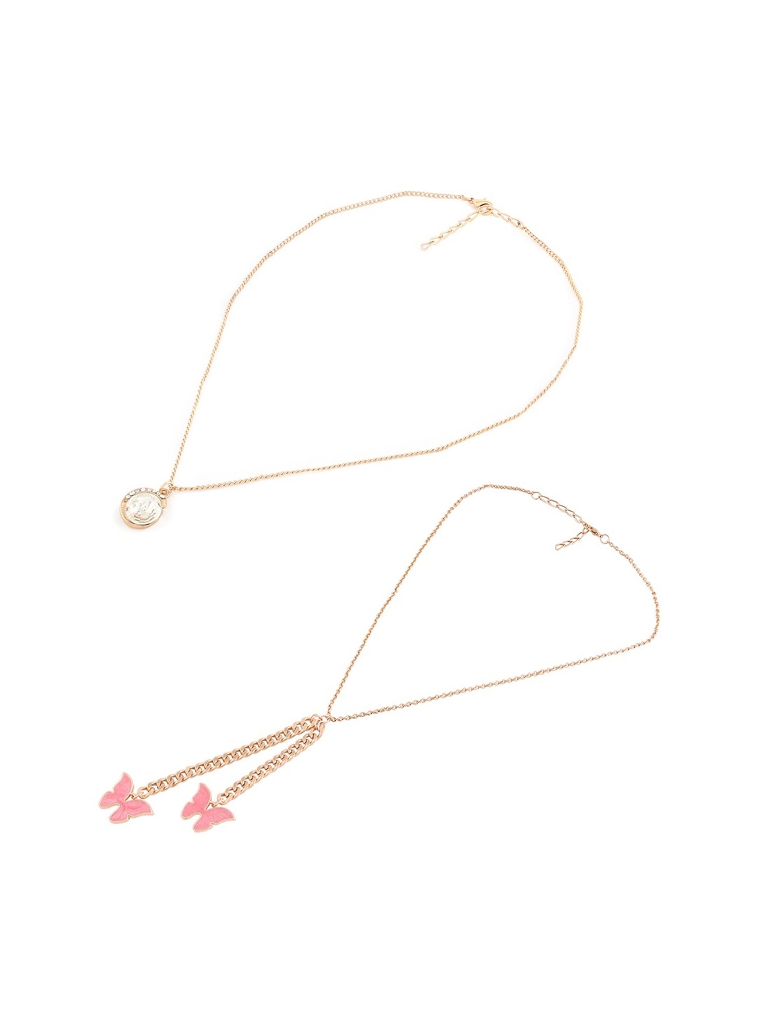 Karatcart Golden Sea Shell and Textured Disk Multicharm Multilayered Chain Women