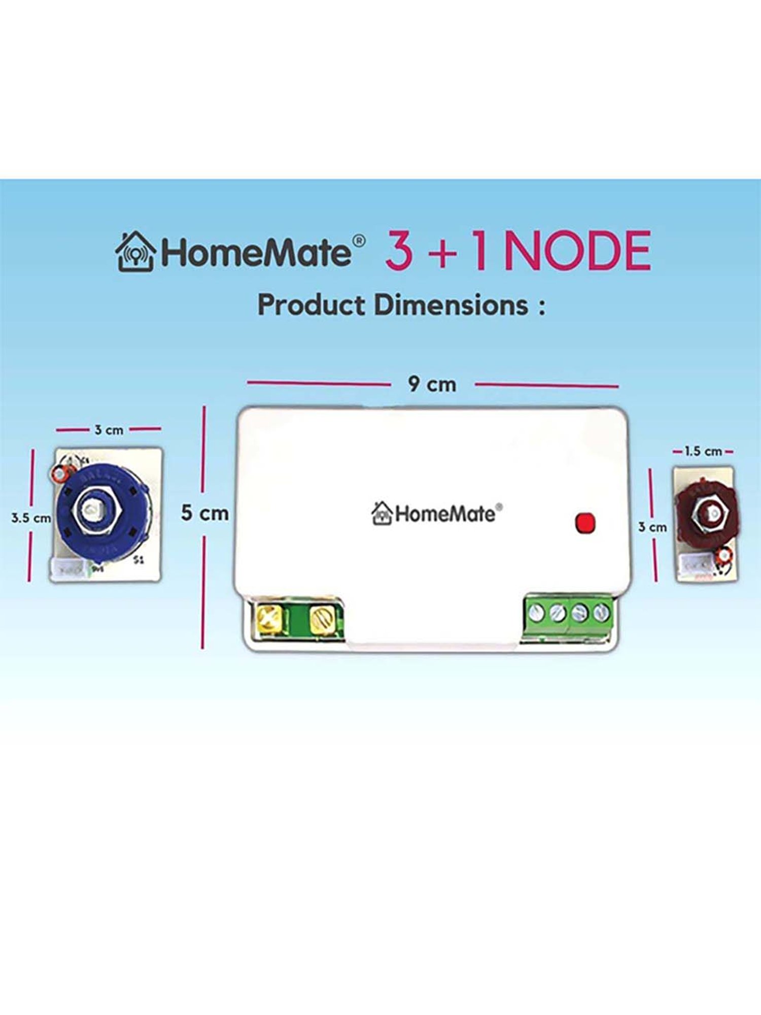 HomeMate 3 + 1 Node Smart Switch Works with Google Assistant and Alexa (White)
