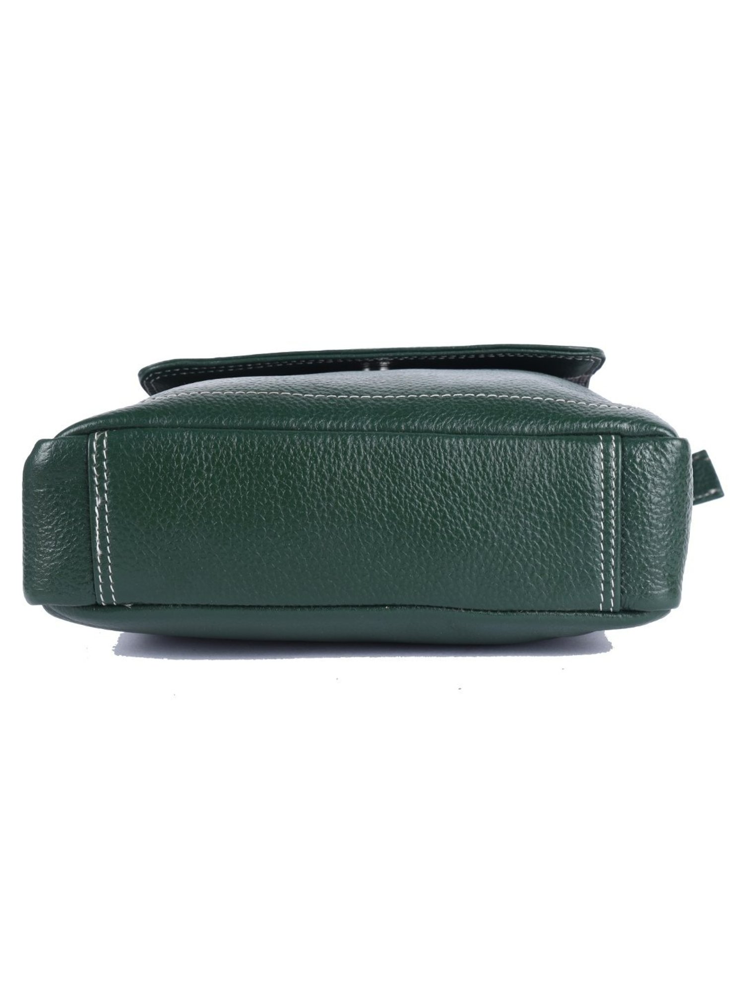 HiLEDER Green Textured Medium Leather 8 inch Cross Body Bag