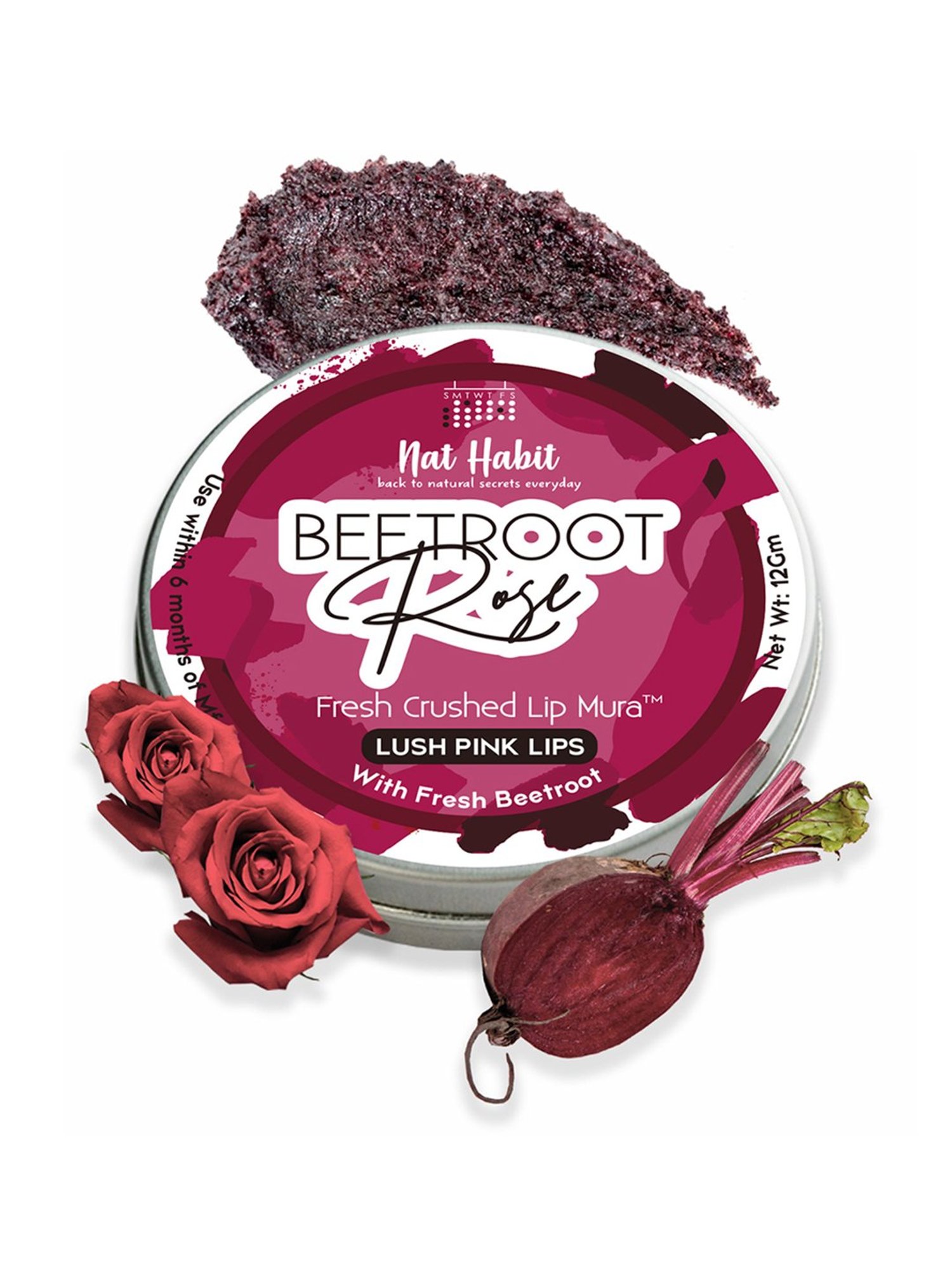 Nat Habit Beetroot Rose Fresh Crushed Lip Mura - 12 gm