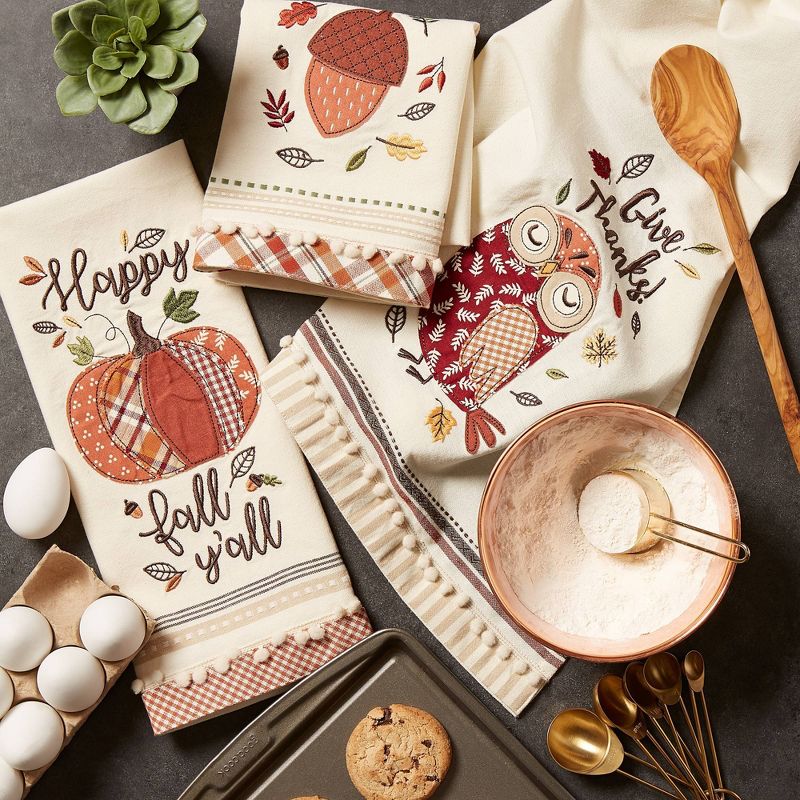 Swedish Dish Cloth 7.75" Thanksgiving Fall Set / 4 Dishcloth Kitchen Clean Up  -  Dish Cloth