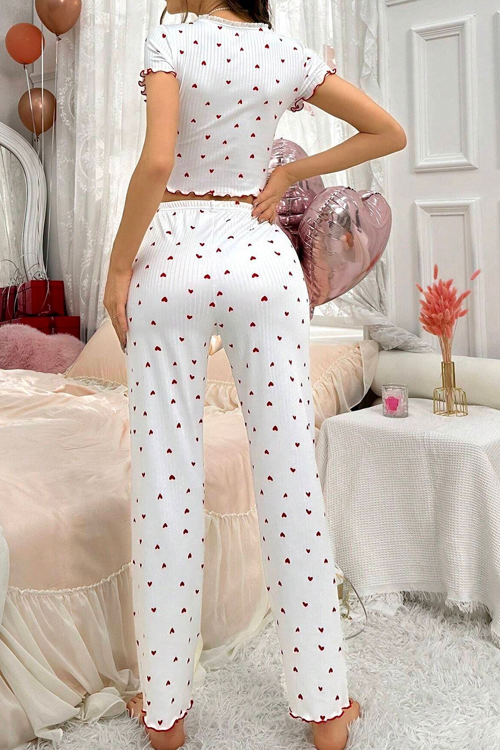 White Christmas Pullover and Drawstring Pants Pajama Set