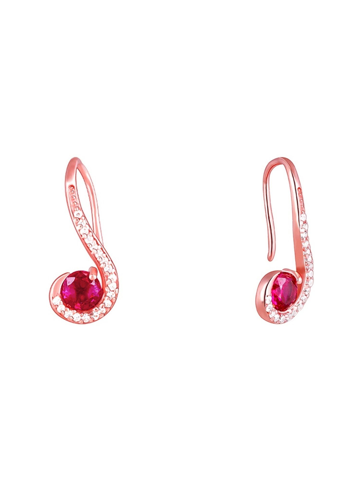 GIVA 92.5 Sterling Silver Rose Gold Rani Pink Drop Earrings