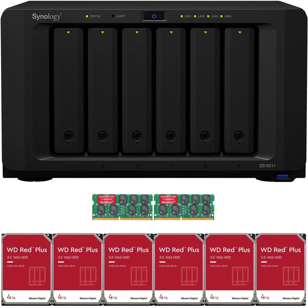 Synology DS1621+ DiskStation with 16GB RAM and 84TB (6 x 14TB) of Western Digital NAS Drives Fully Assembled and Tested By CustomTechSales