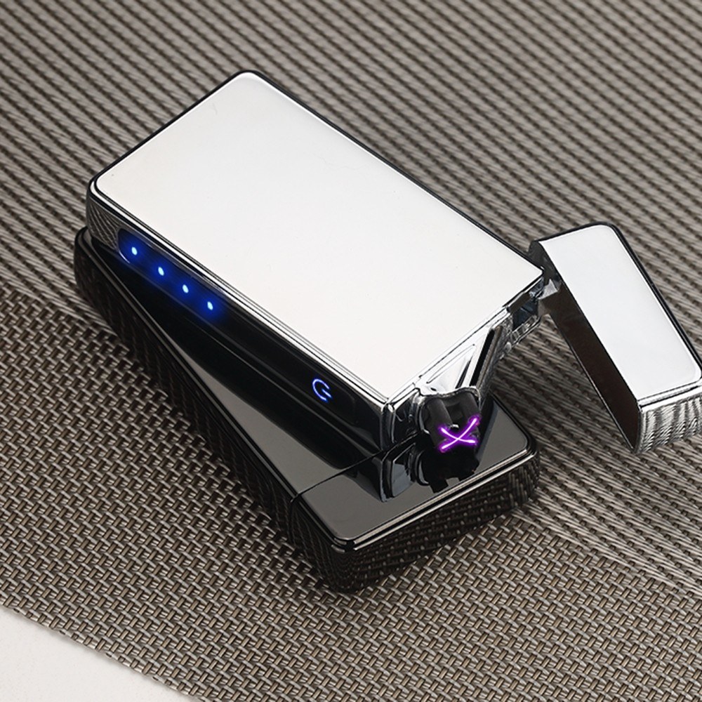 Fingerprint Sensor USB Charging Cigarette Tool Battery Display Double Arc Black